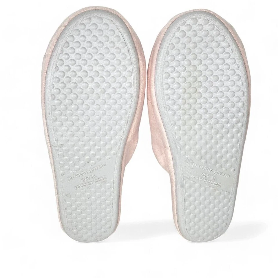 Patricia Green Relax Slide Slippers, Size XL (10), Pink w Gold, Plush Velour - Image 4 of 4
