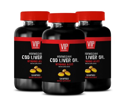 Fish oil - NORWEGIAN COD LIVER OIL - Mental alertness supplements - 3 Bottles 