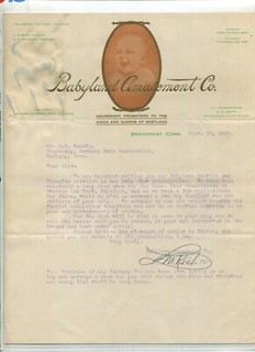 Vintage Illustrated Letterhead BABYLAND AMUSEMENT CO 1910 Bridgeport CT red