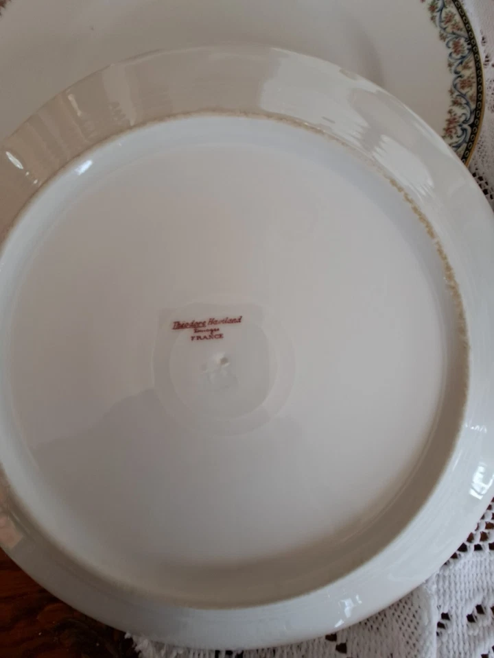 Agrupación de vajilla Theodore Haviland Limoges Francia cinta azul floral 37 piezas Foto 4 de 4