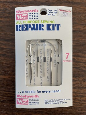 Vintage Woolworth Woolco All Purpose Sewing repair 7 needle kit #502