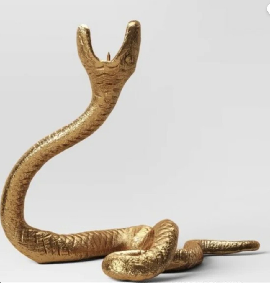 Target HaLLoWeeN 6" Gold Metal Snake Taper Candle Holder Set Of 2