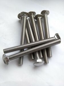Square Neck 3 pcs 1/2-13 X 3 Full Thread Round Head Carriage Bolts AISI 304 Stainless Steel 18-8 