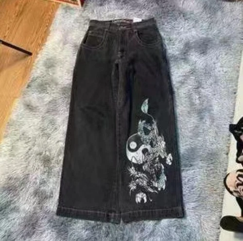 Unisex JNCO Hip-Hop Baggy Freizeit Skateboard Denim Retro weites Bein Hose Jeans - Bild 31 von 36