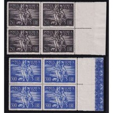 VATICANO 1948 POSTA AEREA PIO XII QUARTINE TOBIA G.I MNH** CERT.