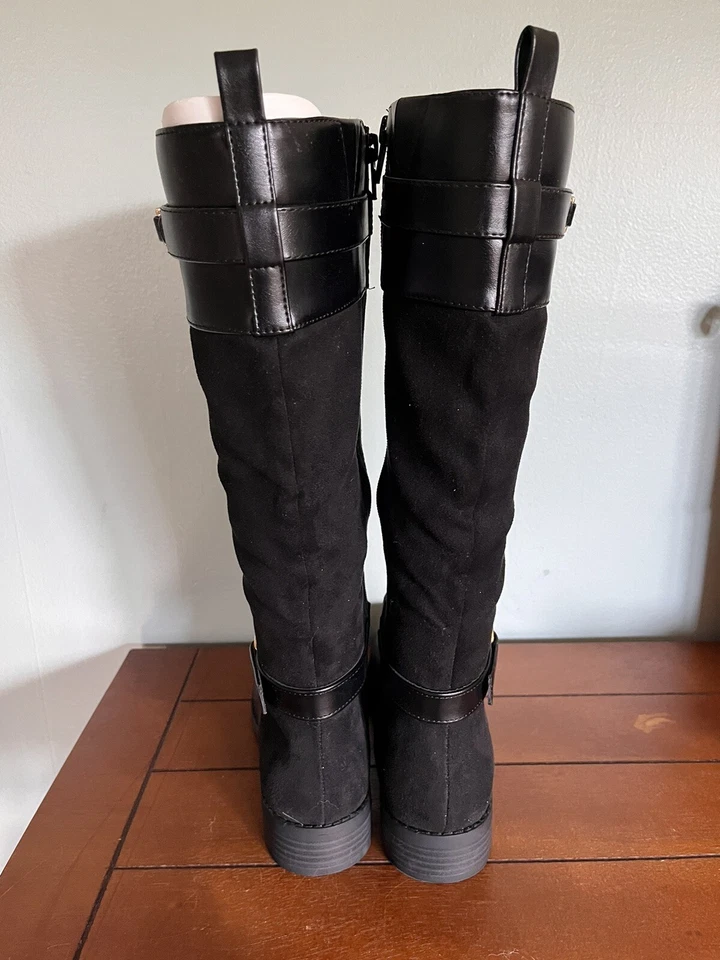 Botas de montar Liz Claiborne para mujer Roma de tacón plano a media pantorrilla negras talla 9 Foto 4 de 4