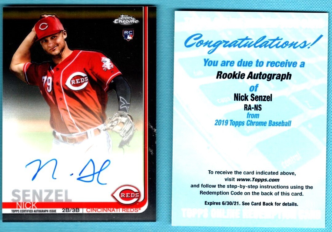 2019 Topps Chrome Rookie Autograph Auto  Nick Senzel  CARD # RA-NS
