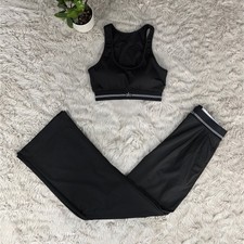 Women's Black 2-Piece Activewear Set Sports Bra Pants Size S