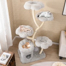 Freestanding Cat Tower Tall Cat Tree w/ four Flower-shaped Platforms Cat Condo