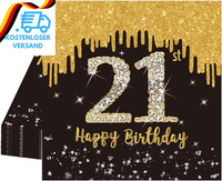 20 StüCk Schwarz Und Gold Papier Party Servietten Tischdeko 21. Geburtstagsdeko