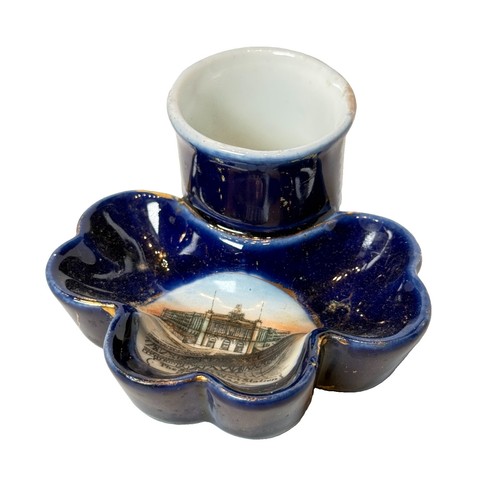 SOUTH UNION STATION BOSTON MA Massachusetts Souvenir Porcelain COBALT TRINKET