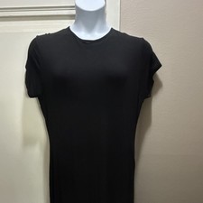 boohoo Black Knit Stretch Bodycon Maxi Dress US 20 Plus Crew Neck Cap Sleeve