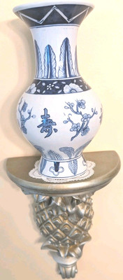 Chinese Hallmark Signed Taiwan ~ROC~Blue & White Porcelain Vase ~ Very Unique !!