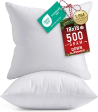 18X18 Pillow Inserts, Set of 2, White – Indoor Decorative Throw Pillows for Bed,
