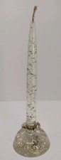 Vtg Clear Acrylic LUCITE Taper Candle W/ Silver Flecks With  Holder
