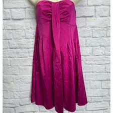 Vintage Y2K The Limited Size 6 Fuchsia Strapless Cocktail Dress Shiny Satin Knee