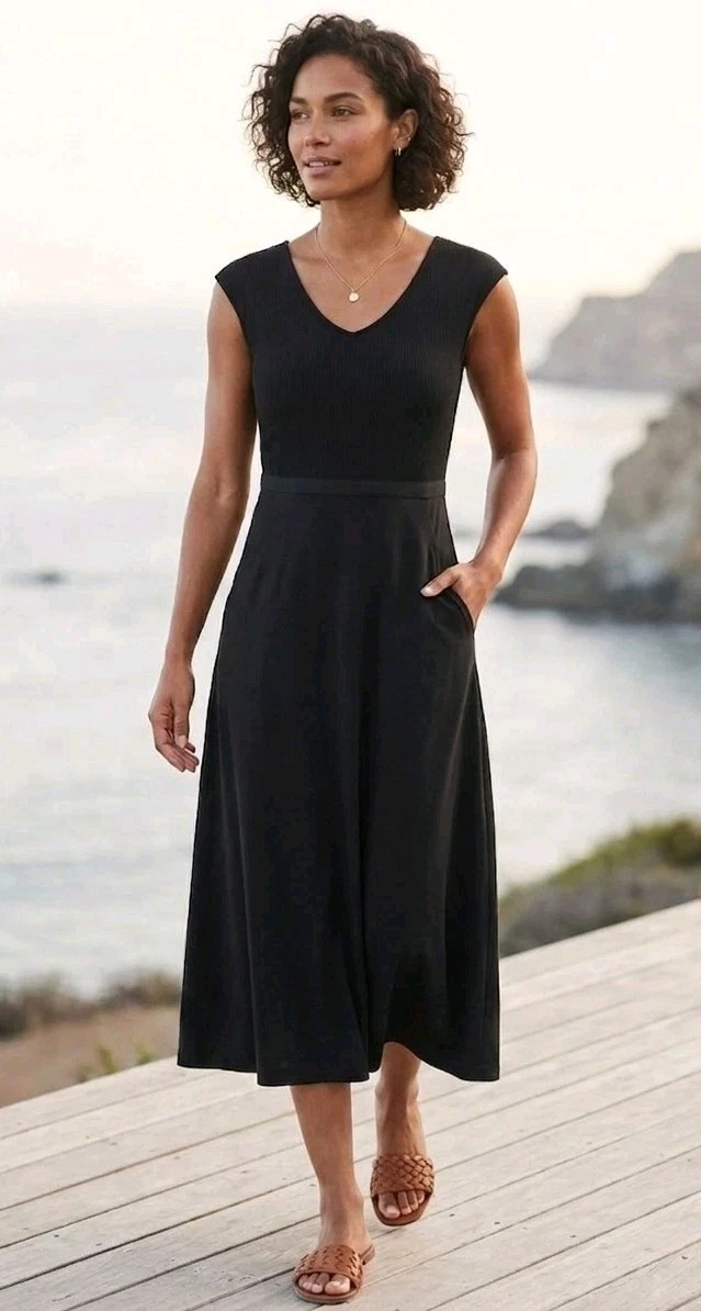 chinese dress ladies Athleta Hayes Pleated Maxi Dress Women's SP Dusty Blue Sleeveless Pockets Active Nwt main image 0
