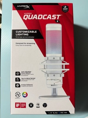 HyperX QuadCast S weiß 519P0AA USB Kondensator Mikrofon RGB Beleuchtung gebraucht PC