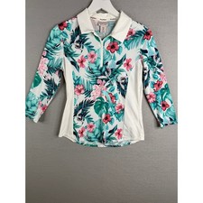 Tommy Bahama 1/4 Zip Top Womens Small Floral Tropical Golf Tennis Beach Athletic