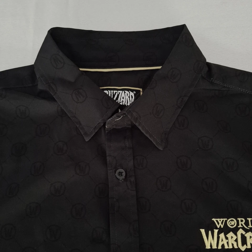 World Of Warcraft Shirt Men Medium Blizzard Button Up Gray A10 - Image 4 of 4