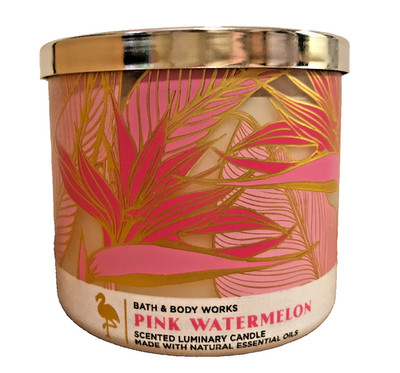 PINK WATERMELON LARGE CANDLE 14.5oz 3 wick Bath Body Works White Barn luminary