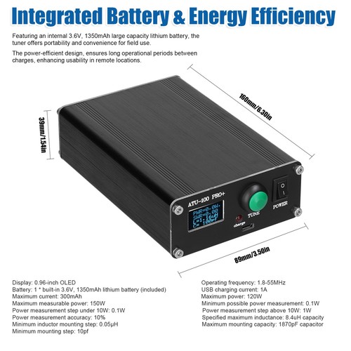 Automatic Antenna Tuner 0.96in OLED Display 1.8-55Mhz 120W Portable Antenna MF - Zdjęcie 6 z 10