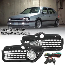 2x Bumper LED Fog Light Lamp Grille Cover For VW MK3 Golf Jetta Cabrio 1993-1998