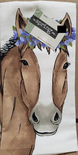2 Same Dual Kitchen Terry Towels (16"x26") SPRING HORSE & PURPLE FLOWERS, Ritz - Picture 3 of 12