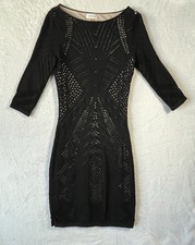 Calvin Klein Dress Women’s Small 3/4 Sleeve Bodycon Lined Cutout Print Black