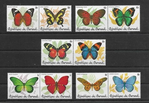SMT, BURUNDI 1984 Butterflies MI nr 1630/39 SET OF 10 STAMPS. LUXURY MNH
