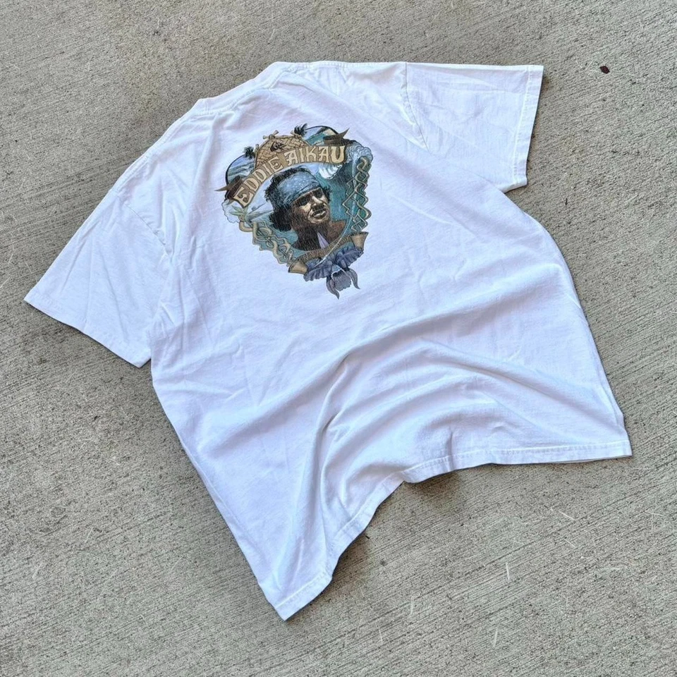 Vintage 90s Y2K Quiksilver Surf Eddie Aikau Waimea Bay T Shirt Mens Size Large - Image 2 of 4