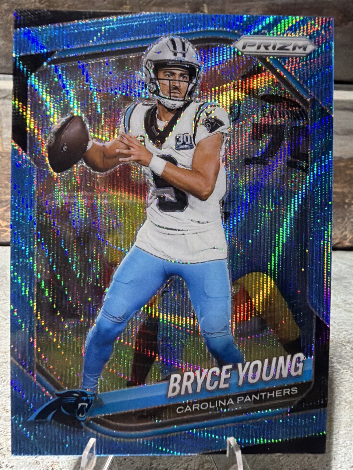 Bryce Young 2025 Panini Prizm Carolina Panthers Blue Wave Prizm /230 Color Match