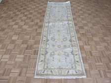 3'1 x 10'2 Runner Hand Knotted Gray Oushak Oriental Rug G17001