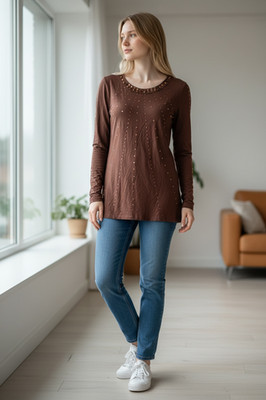 HENDI Women's Brown Top Size Medium Long Sleeve - FREE SHIPPING