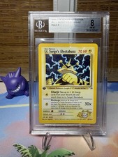 1st Edition LT. SURGE'S ELECTABUZZ 6/132 Gym Heroes Pokemon Vintage BGS 8 SWIRL