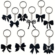 10 Pcs Black Bow Keychains Set, Durable Acrylic Bow Keychain Pendant