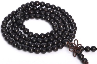 6MM Black Ebony Blackwood Mala Beads 108 Pcs Natural Wood Round Beads 26''