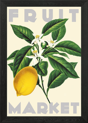 Lemon Fruit Market Framed Wall Art Poster Canvas Print Picture
