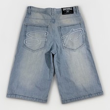 VTG South Pole Mens Jean Shorts Jorts 32 Blue Denim Baggy Wide Y2K Embroidered