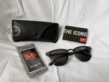 Ray-Ban Club Master Sunglasses, Grey on Black Frame, Grey Lens