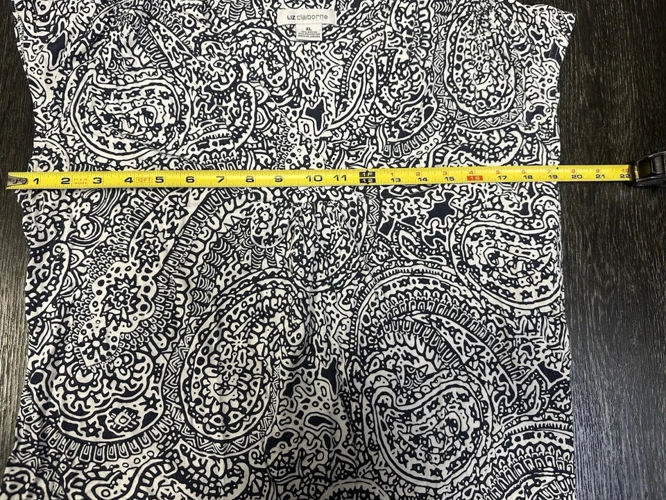 Top tejido manga gorra estampado cachemir azul blanco Liz Claiborne XL Foto 4 de 4