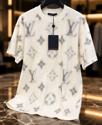 Louis Vuitton Men's L White/Black Monogram Crew Neck Short Sleeve T-Shirt
