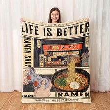 Ramen Anime Throw Blanket 50x60 inches - Sofa, Bed, Couch Decor Gift