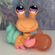   Authentic Littlest Pet Shop LPS Hermit Crab 1492 Orange Teal Purple Eyes  