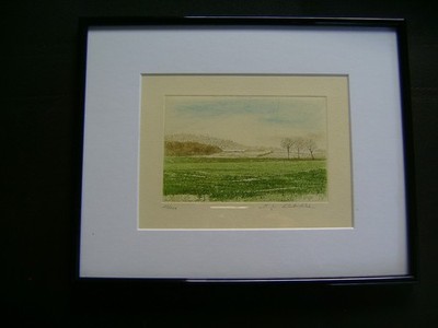 Originale farbige Radierung nummeriet 12/100 signiert M.J. Kletschke