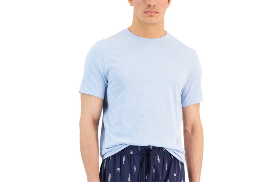 Club Room Mens Printed Cotton Pajama Top Blue Small 3090₽