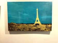 GILDED EIFEL TOWER, GLOSSY GICLEE PRINT ON CANVAS