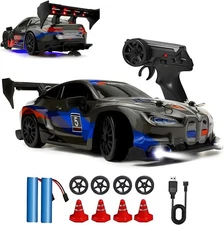 1:24 RC Drift Car 2.4GHz 4WD 25KM/H LED Lights Racing Toy Car, Black