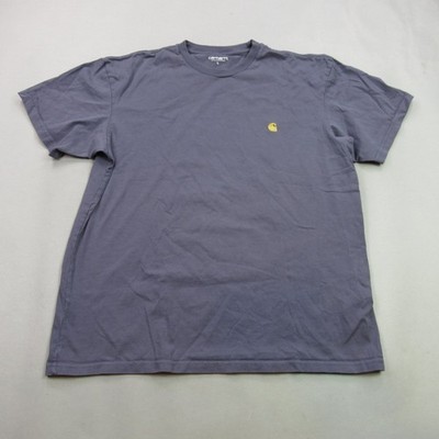 Carhartt WIP Men's S/S Chase T-Shirt Large L Purple Gray Cotton Embroidered Logo