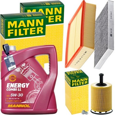 MANN INSPEKTIONSKIT+5L MANNOL NRG 5W-30 ÖL passend für AUDI A4 B7 8E SEAT 2.0TDI